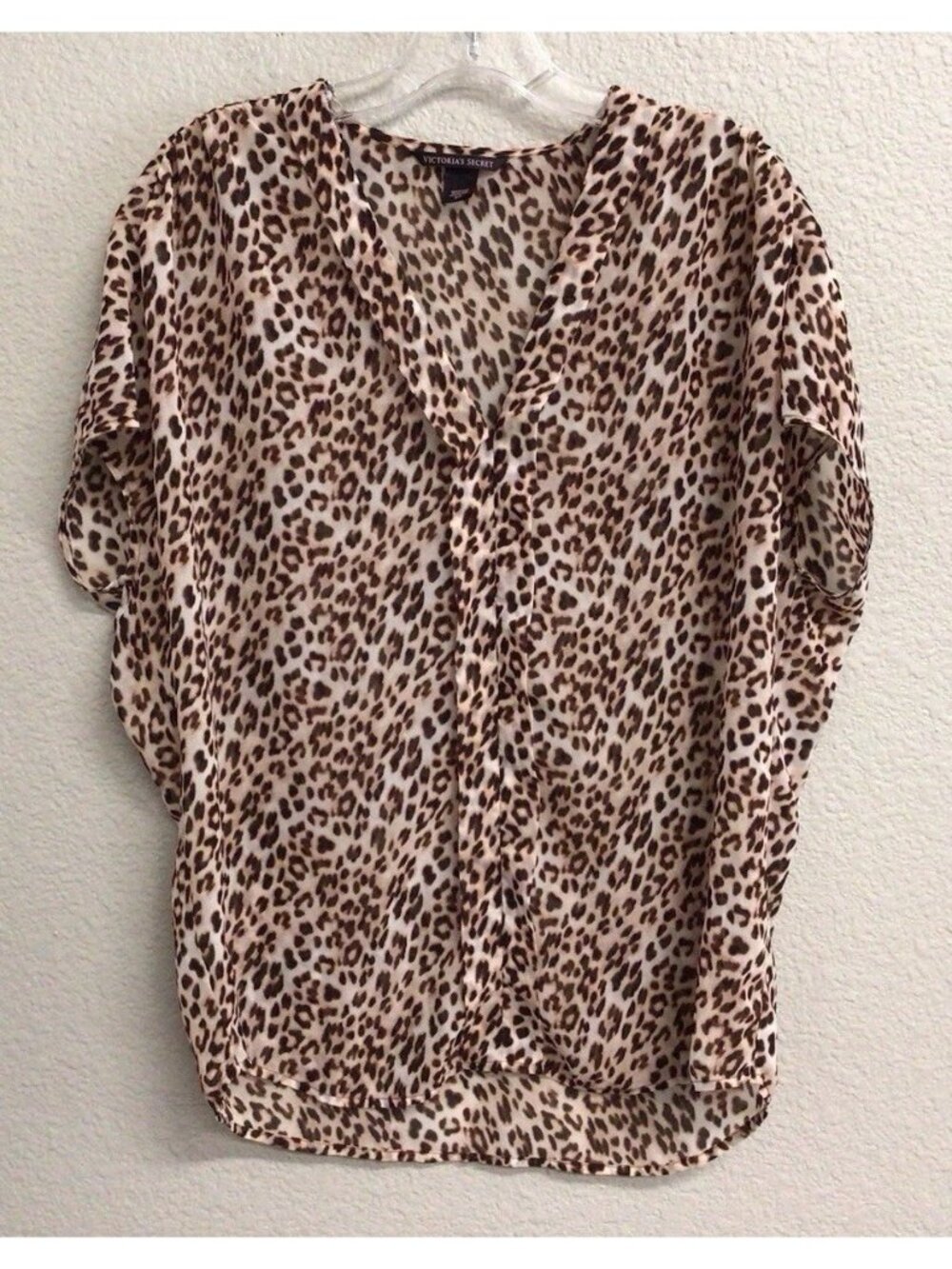 Victoria's Secret Women's Leopard Animal Print Short Sleeve Blouse Size Small